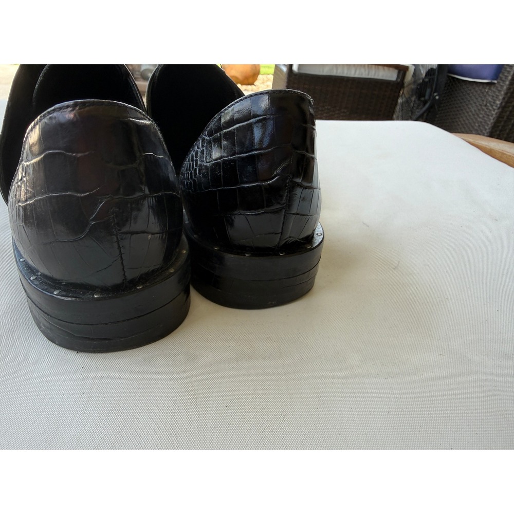 Freda Salvador Black Croc Embossed Leather D'Orsay Oxford Flats Size 8 - Picture 9 of 10